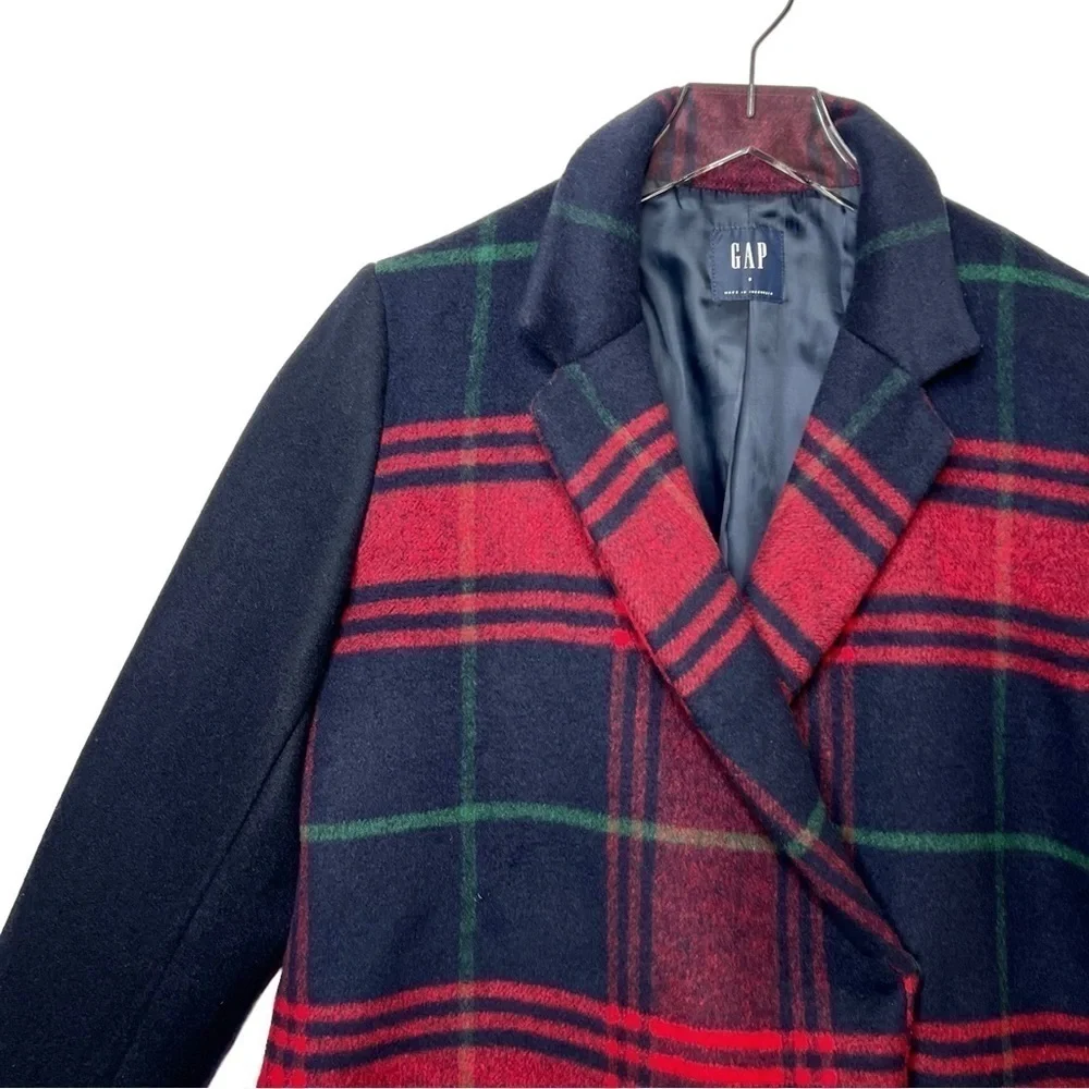 GAP Women’s Wool Blend Plaid Double Breasted Driving Coat Sz S